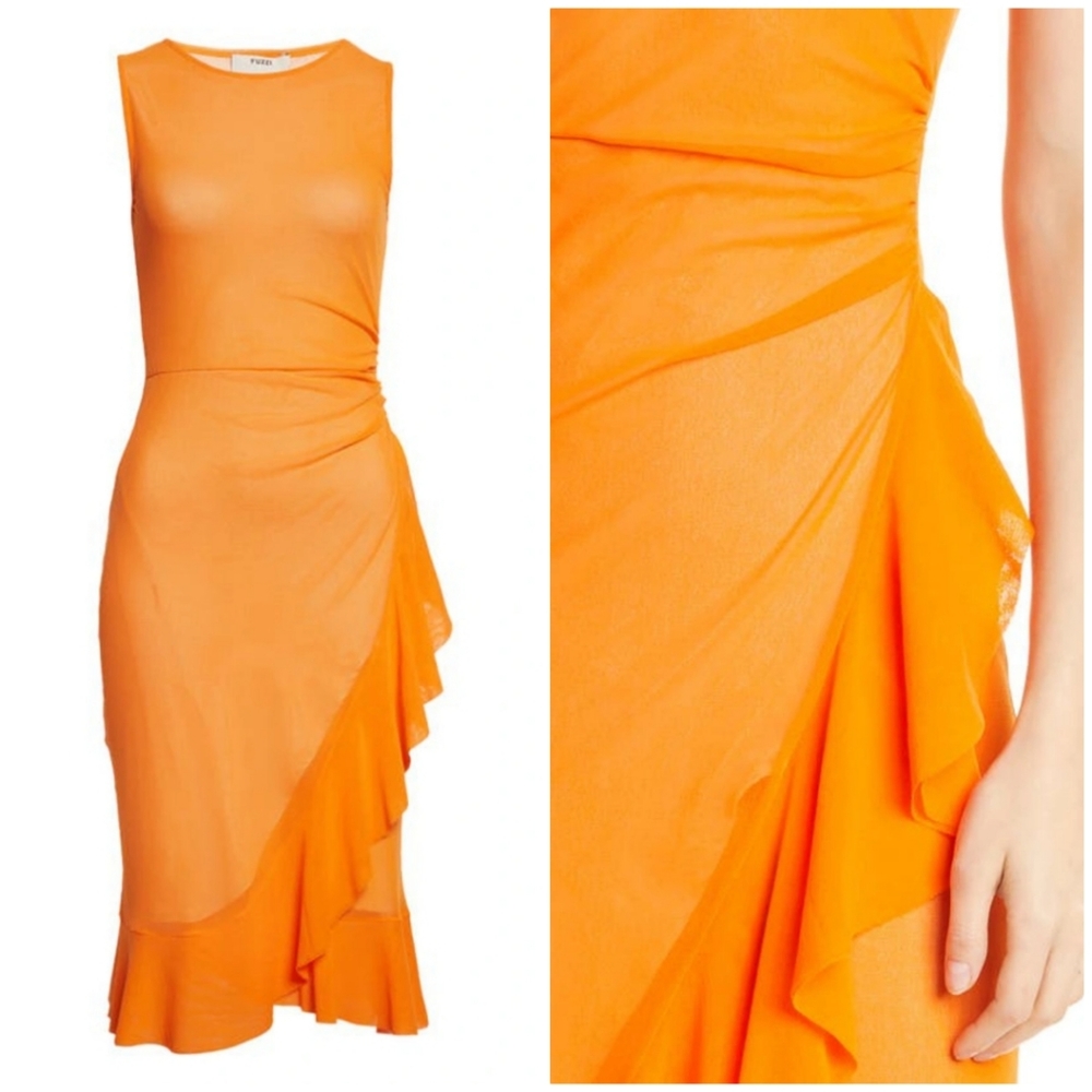 NWT Fuzzi Ruffle Mesh Dress In Minio - Picture 2 of 4